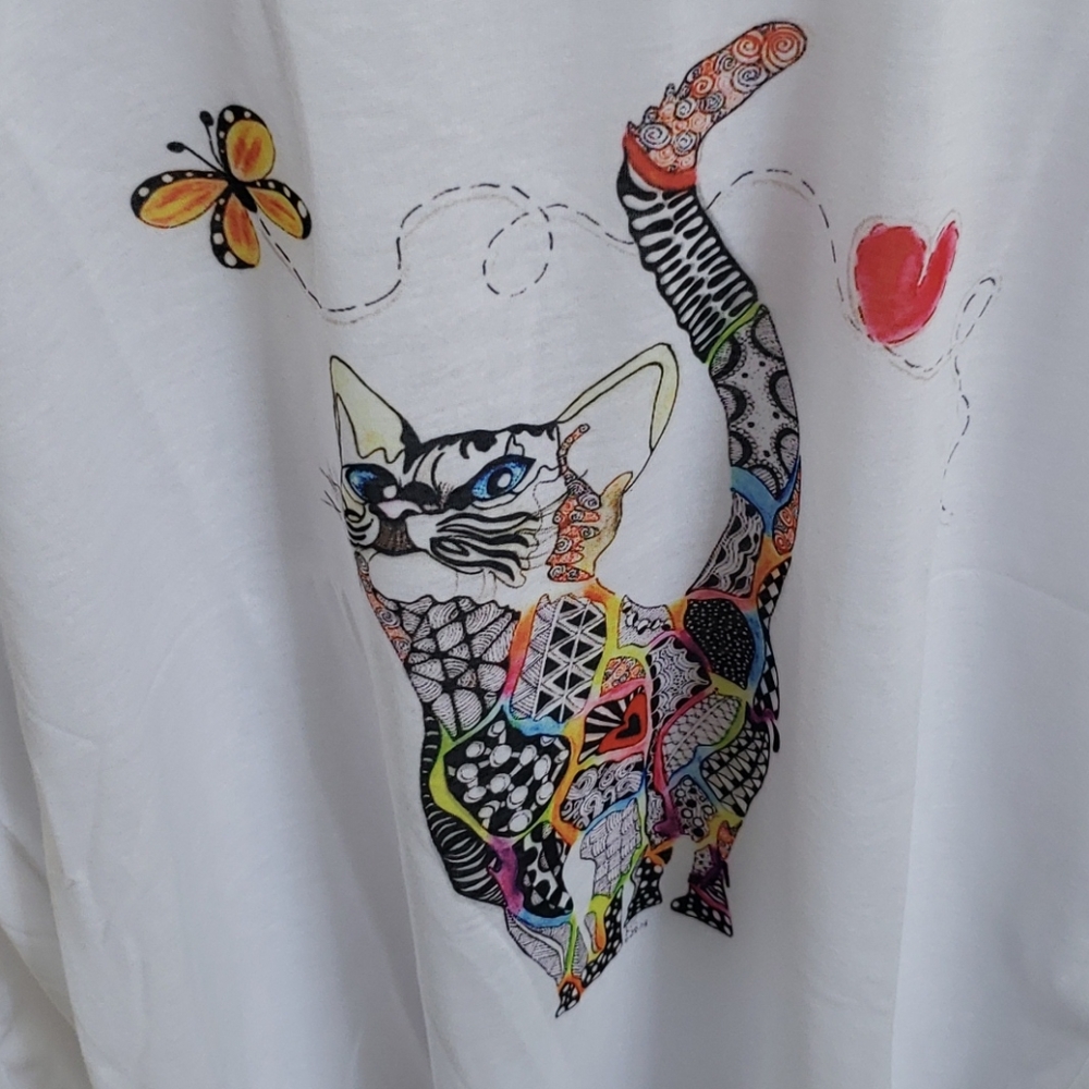 Rowme crazy calico cat shirt 👕 large